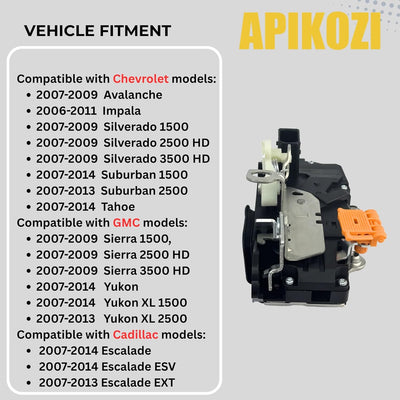 Left Front Door Lock Actuator (Driver Side) Compatible with 2007-2009 Cadillac Escalade, Chevy Avalanche/Silverado/Suburban/Tahoe, GMC Sierra/Yukon - Replaces 931-303, 15880052, 15889954, DLA624